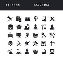 conjunto de iconos simples del día del trabajo vector