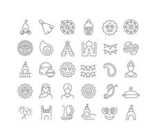 Vector Line Icons of Ratha Yatra