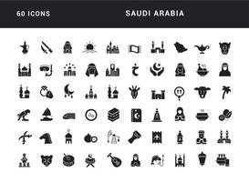 conjunto de iconos simples de arabia saudita vector