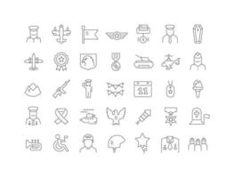 Set of linear icons of Veterans Day vector
