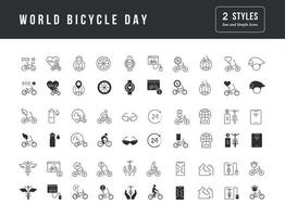 vector iconos simples del día mundial de la bicicleta