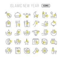 iconos de línea vectorial del año nuevo islámico vector