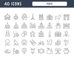 Set of linear icons of Paris vector