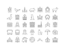 Set of linear icons of Wien vector