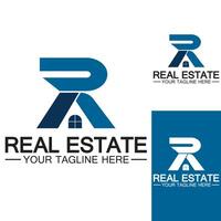 Initial letter R real estate and house logo design vector illustration