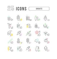 Set of linear icons of Groats vector