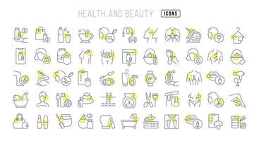 conjunto de iconos lineales de salud y belleza vector
