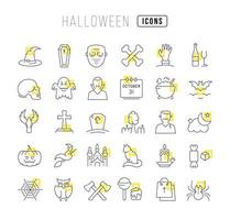 Set of linear icons of Halloween vector