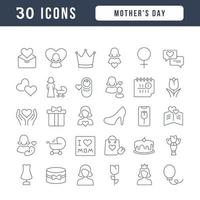 conjunto de iconos lineales del día de la madre vector