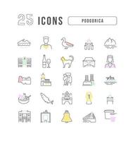 Set of linear icons of Podgorica vector