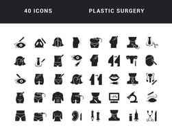 conjunto de iconos simples de cirugía plástica vector