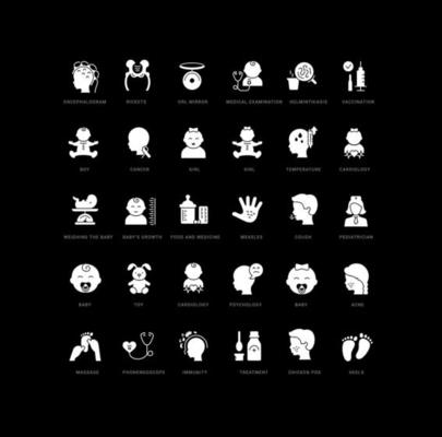 Set of simple icons of Pediatrics