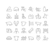 Set of linear icons of Running of the Bulls vector