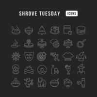 Set of linear icons of Shrove Tuesday vector