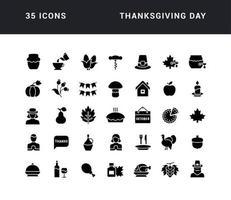 conjunto de iconos simples del día de acción de gracias vector