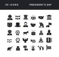 Set of simple icons of Presidents Day vector