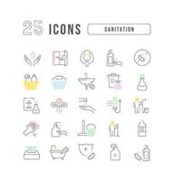 Set of linear icons of Sanitation vector