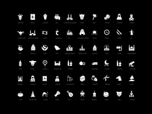 Set of simple icons of Saudi Arabia