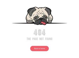 ilustración del error 404 con pug vector