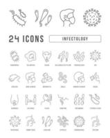 Set of linear icons of Infectology vector