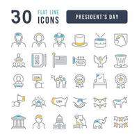 Set of linear icons of Presidents Day vector