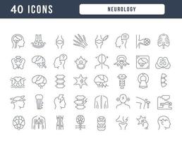 conjunto de iconos lineales de neurología vector