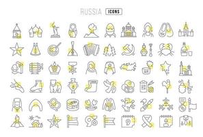 Set of linear icons of Russia vector