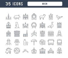 conjunto de iconos lineales de wien vector