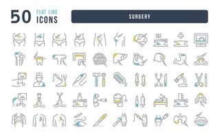 conjunto de iconos lineales de cirugía vector