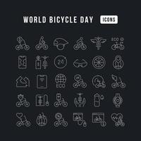 iconos de línea vectorial del día mundial de la bicicleta vector