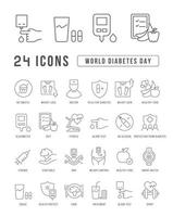 Vector Line Icons of World Diabetes Day