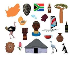 conjunto de ilustraciones asociativas sudafricanas vector