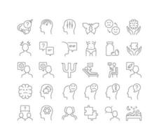 Set of linear icons of Psychology and Psychotherapy vector