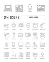 conjunto de iconos lineales de hardware vector