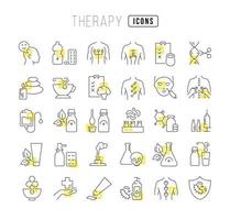 Set of linear icons of Therapy vector