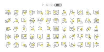 Set of linear icons of Phishing vector