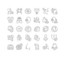 Set of linear icons of Immunology vector