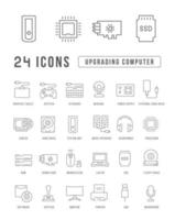 Set of linear icons of Upgrading Computer vector