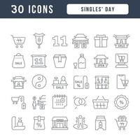 Set of linear icons of Singles Day vector