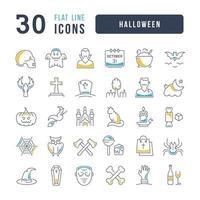 Set of linear icons of Halloween vector