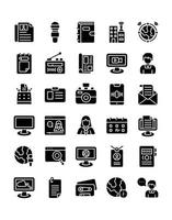 conjunto de iconos de periodismo 30 aislado sobre fondo blanco vector