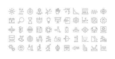Set of linear icons of Physics vector