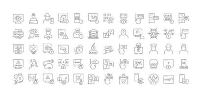 Set of linear icons of Phishing vector