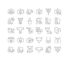 conjunto de iconos lineales de urología vector