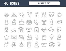 Set of linear icons of Women's Day vector