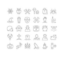Set of linear icons of Halloween vector