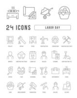 Set of linear icons of Labor Day vector