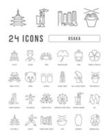 Set of linear icons of Osaka vector