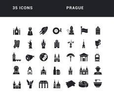 Set of simple icons of Prague vector