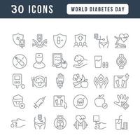 Vector Line Icons of World Diabetes Day